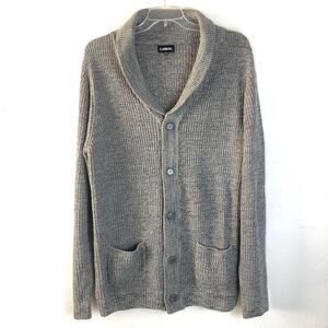Carbon Mens Cardigan Sweater Sz XXL Gay Knit Pockets Button MCM Professor Nerd